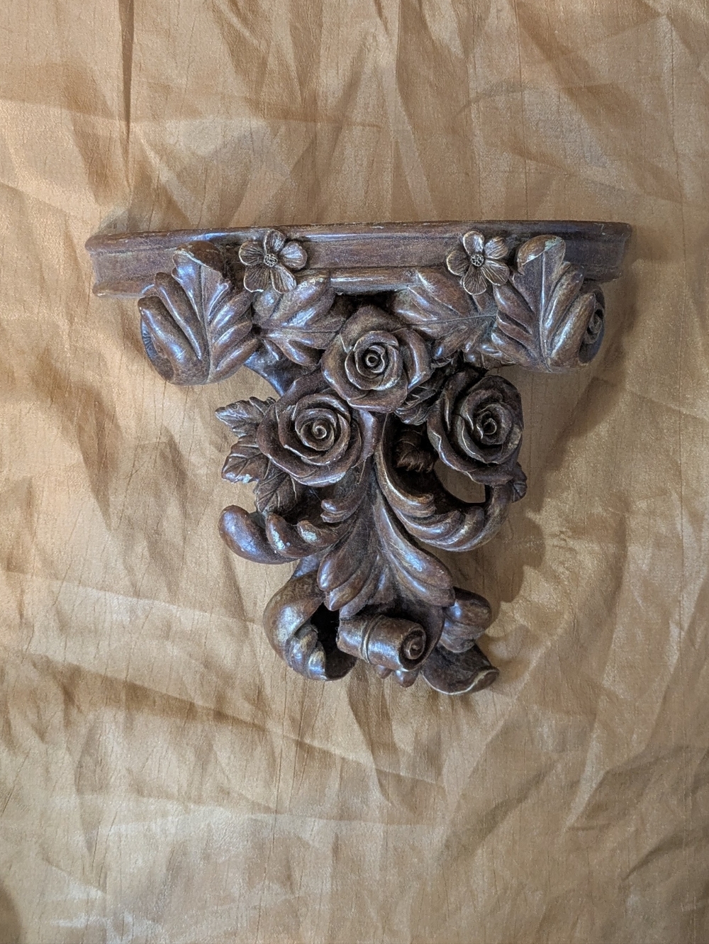 Vintage Ornate Wall Shelf with Intricate Flowers